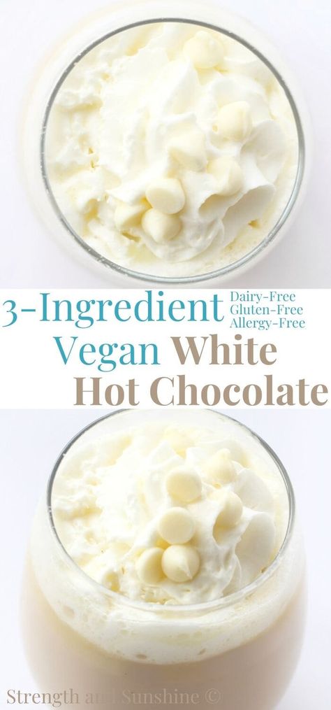 Gluten Free Hot Cocoa Mix Recipe, Dairy Free White Hot Chocolate, Vegan Hot Chocolate Mix Recipe Dry, Vegan Hot Drinks, Dairy Free Hot Cocoa Mix Recipe, Caffeine Free Hot Drinks, Non Dairy Hot Chocolate, Hot Chocolate With Almond Milk, White Chocolate Hot Cocoa