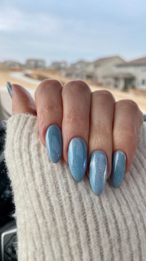 Blue Sparkling Nails, Baby Blue Nails With Glitter, Light Blue Nail, Light Blue Nail Designs, Sparkling Nails, Rounded Acrylic Nails, Color Block Nails, Blue Gel Nails, Blue Glitter Nails