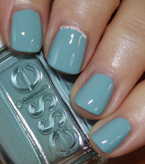 Essie Udon Know Me, muted grey teal, opaque in 1-2 coats, dries quickly Slate Nails, Grey Gel Nails, Grey Nail Polish, Smoky Blue, Blue Nail Polish, Gray Nails, Essie Nail Polish, Essie Nail, Nail Art Summer