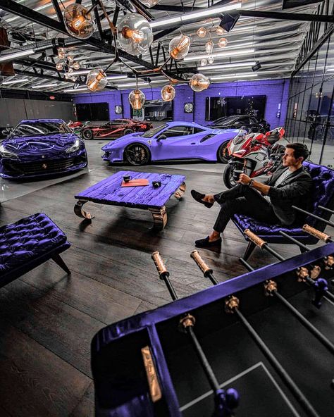 Interior On A Budget, Motor Court, Garage Design Interior, Urban Playground, Loft House Design, Purple House, Luxury Lifestyle Couple, Luxury Garage, Modern Garage