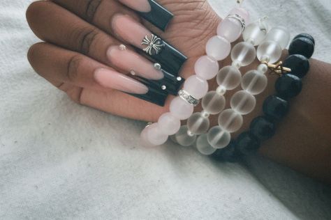 Angela Masetla's Nails, Angela Masetla, Maintenance Week, Black Silver Nails, S Nails, Cow Nails, Wow Nails, French Tip Acrylic Nails, Basic Nails