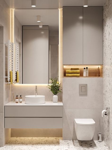 Modern Small Bathrooms Apartment, تصميم دورة مياه, Toilet And Bathroom Design, Bathroom Furniture Modern, Modern Small Bathrooms, Washbasin Design, Washroom Design, Bathroom Redesign, Bathroom Design Inspiration