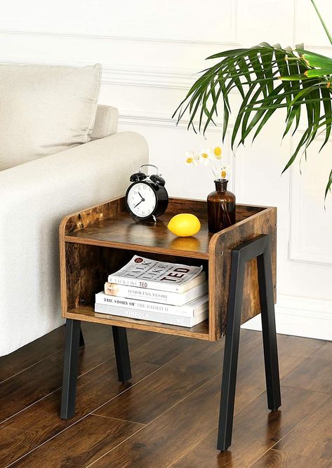 Industrial Nightstand, Wood Working Projects, Wooden House Design, Industrial Side Table, Diy Side Table, Bedside Table Design, Rustic Side Table, Apartment Living Room Design, Woodworking Furniture Plans