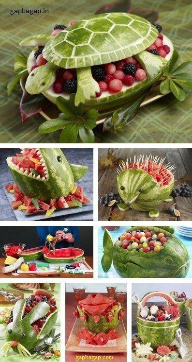 Playing with Your Food – Take 9 | creativeartworksblog Decorações Com Comidas, Watermelon Carving, Fruit Decorations, Food Carving, Fruit Carving, God Mat, Snacks Für Party, Fruit Platter, Fun Kids Food