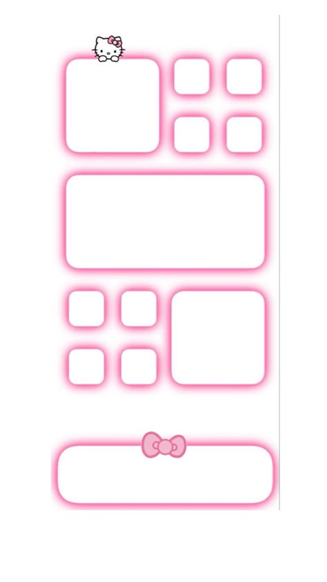 Hello Kitty Iphone Homescreen, Application Iphone Rangement, Organization Ideas For Phone, Hello Kitty On The Phone, Organisation Telephone, Hello Kitty Phone Layout, Cute Ipad Homescreen Ideas, Girly Phone Backgrounds, Organisation Iphone Apps