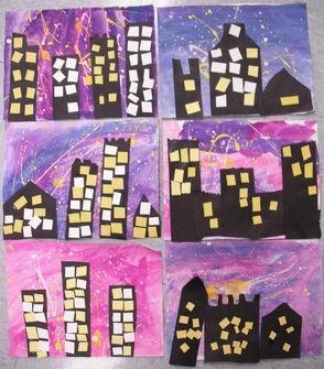 Array City, Primary School Art, First Grade Art, City Scapes, City Skylines, Creative Curriculum, Apartment Art, City Scape, Splatter Paint