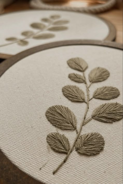 Embroidery Eucalyptus, Embroidered Eucalyptus, Embroidered Greenery, Embroidery Leaves, Embroidery Leaf, Artist Alley, Lost Art, Hand Embroidery Patterns, Embroidery And Stitching