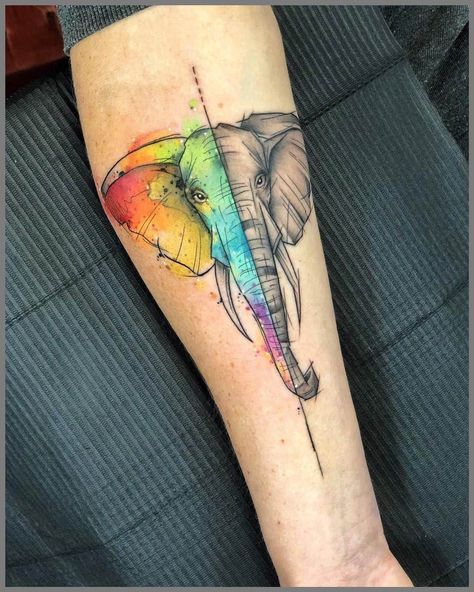 Little Elephant Tattoos, Realistic Elephant Tattoo, Colorful Elephant Tattoo, Mandala Elephant Tattoo, Elephant Tattoo Meaning, Cute Animal Tattoos, African Tattoo, Elephant Tattoo Design, Tatuaje A Color