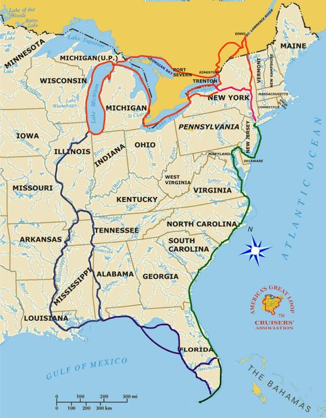 The American Great Loop - Adventure Map | Technomadia Great Loop, Rainy Lake, Intracoastal Waterway, Boat Stuff, Boat Plans, Big Adventure, Greatest Adventure, Boat Trips, Boats For Sale