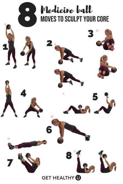 Try these 8 medicine moves for a quick and effective workout :) Workouts With A Medicine Ball, Core Workout Medicine Ball, Med Ball Core Workout, Medicine Ball Core Workout, Workouts With Medicine Ball, Slamball Exercises, Medball Workout, Slam Ball Exercises, Medicine Ball Core