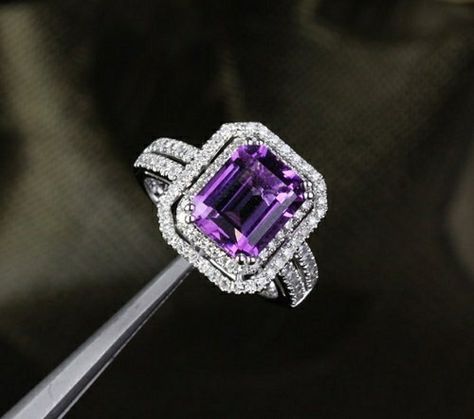 Floral Design Engagement Ring, Purple Engagement Rings, Pink Sapphire Wedding Band, Amethyst Wedding Rings, Amethyst Rings, Amethyst Wedding, Amethyst Ring Engagement, Sapphire Wedding Band, Purple Stuff