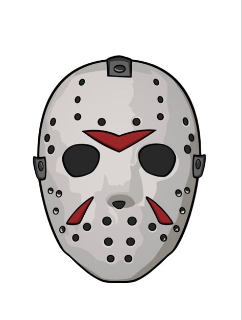 Halloween Hockey Mask, Jason Painted Pumpkin, Hockey Mask Drawing, Jason Voorhees Painting Canvas, Horror Character Painting, Jason Voorhees Drawing Easy, Jason Mask Tattoo Design, Jason Pumpkin Painting, Jason Painting Canvas