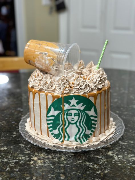 Coffee Themed Cake, Starbucks Birthday Cake, Starbucks Birthday Party, Starbucks Cake, Starbucks Birthday, Daybed Room, 10 Cake, Realistic Cakes, Birthday Cakes For Teens