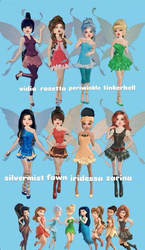 Tinkerbell And Friends Names, Dress To Impress Fairytale Theme, Tinkerbell Dress To Impress, 2014 Dress To Impress, Tinker Bell Characters, Fairytale Dress To Impress, Tinkerbell Friends, Fairies Dress, Tinkerbell Outfit