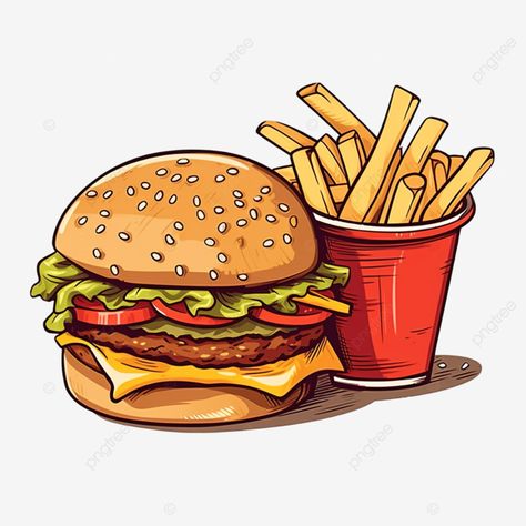 hamburger and french fries illustration in minimal style French Fries Illustration, Fries Illustration, Fries Clipart, Burger Png, Minimal Illustration, Food Burger, Meat Food, Transparent Image, Holiday Flyer