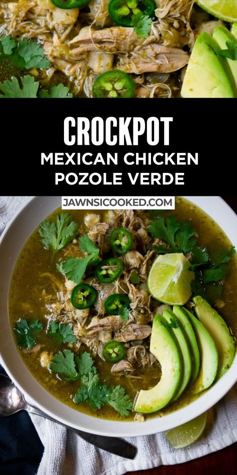 Slow Cooker Pozole Verde, Crockpot Green Pozole, Pozole Recipe Chicken Crock Pot, Crockpot Chicken Pozole Verde, Chicken Pozole Verde Slow Cooker, Crockpot Pozole Verde, Pozole Verde Crockpot Recipe, Chicken Pazole Crock Pot, Pasole Crockpot Recipe