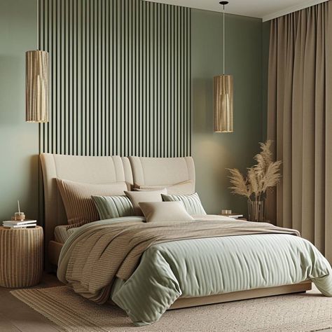 Sage Green Bedroom Ideas, Green Bedroom Ideas, Modern Bedroom Ideas, Apartment Deco, Bedroom Color Combination, Guest Bedroom Design, Sage Green Bedroom, Sophisticated Bedroom, Sleek Furniture