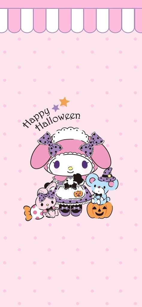 Enjoy this kawaii fall background of my melody😍😍💗 Halloween Laptop Wallpaper, My Melody Halloween, Sailor Moon Halloween, Hello Kitty Halloween Wallpaper, Melody Wallpaper, Kitty Pictures, My Melody Wallpaper, Melody Hello Kitty, Fun Wallpaper