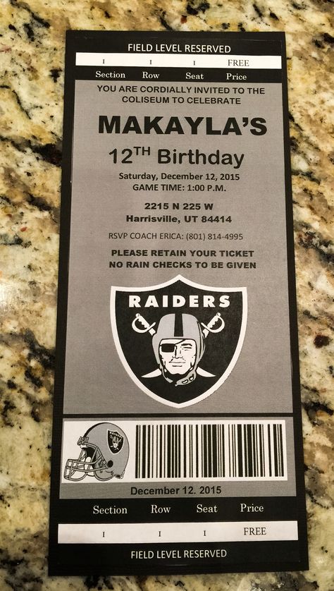 Raiders birthday party invitation                                                                                                                                                      More Raiders 1st Birthday Party, Raiders Theme Birthday Party, Raider Birthday Party Ideas, Raiders Birthday Party Decorations, Raiders Party Ideas, Raider Party Decorations Ideas, Raider Themed Birthday Party, Raiders Theme Party Ideas, Raiders Party Decorations