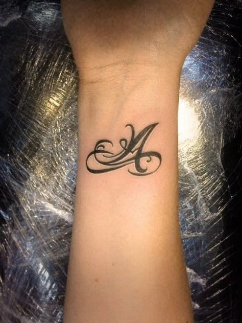 Letter A Tattoo Ideas, A Initial Tattoo, Tattoo Alphabet, Alphabet Tattoo Designs, Tattoo Lettering Styles, M Tattoos, Pretty Hand Tattoos, Anklet Tattoos, Initial Tattoo