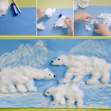 Winter Art Projects, Winter Preschool, Winter Crafts For Kids, Kindergarten Art, Polar Bears, Childrens Crafts, Winter Art, Preschool Art, Animal Crafts