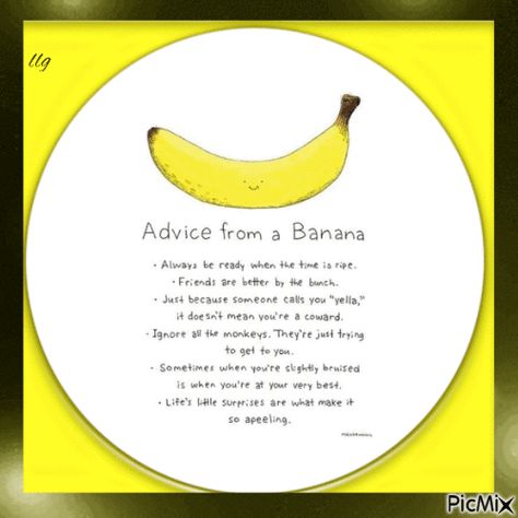 Banana Jokes, Advice From A Banana, Its A Banana Next To A Banana, Banana Quotes, Banana Sayings, Banana Cards Funny, Banana Facts, Banana Games, Banana Treats