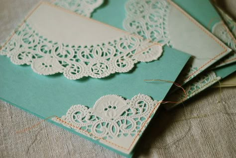 Doily Cards by paperdaystudio : Art Wall, via Flickr Doily Cards, Doily Crafts, Doilies Crafts, Party Deco, Paper Doilies, Wood Working Gifts, Pretty Cards, Card Layout, Scrapbook Cards