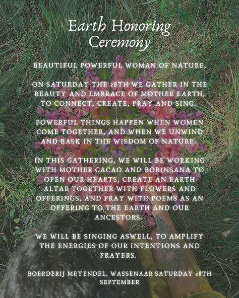 Women of Nature 🌸🦋🌿 *Due to weather changes this gathering is postponed to Sunday the 29th* Join us next Saturday for a beautiful gathering in the embrace of nature. We’ll come together as women to create an earth altar in honor of Mother Nature and the sacredness within ourselves. This ceremony will be a time for poetic prayers, where we’ll express our gratitude to the earth through words, and sit in a healing song circle filled with medicine music to ground into our bodies and connect dee... Earth Altar, Prayer For Mothers, Mother Gaia, Women Gathering, Weather Change, The Embrace, Come Together, Powerful Women, Mother Earth