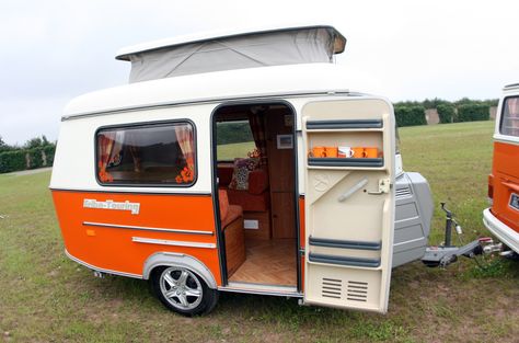 Click this image to show the full-size version. Eriba Caravans, Eriba Puck, Scamp Trailer, Mini Caravan, Caravan Makeover, Camper Van Life, Tiny Trailers, Tiny Camper, Retro Camping