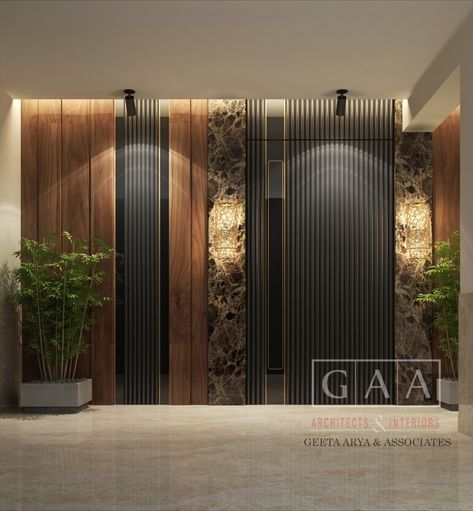 Uniquely designed entrance by the team for a client. Entrance Lobby Design Residential Flat, Entrance Lobby Design Residential, Flat Entrance Lobby Design, Lobby Design Residential, Flat Entrance Design, Entrance Lobby Design, Flat Exterior, Home Gate Design, Foyer Entrance