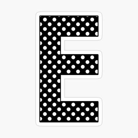 Get my art printed on awesome products. Support me at Redbubble #RBandME: https://www.redbubble.com/i/sticker/The-Letter-E-Monogram-in-White-Polka-Dots-on-Black-Pattern-by-Bumblefuzzies/67392279.EJUG5?asc=u Monogram Stickers, Letter Monogram, Letter E, Letter Set, Monogram Letters, Black Pattern, White Polka Dot, Lettering Alphabet, Awesome Products