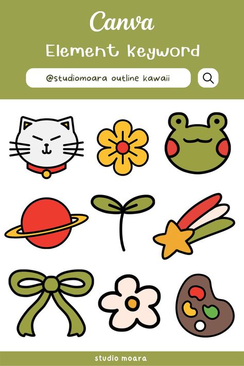 Kawaii Canva Element, Canva Sticker Keyword, Canva Stickers, Keyword Elements Canva, Canvas Learning, Thank You Card Design, Canva Element, Quick Crafts, Canva Elements