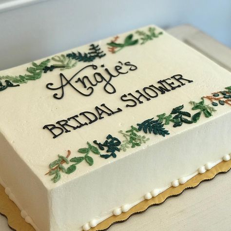 Bridal Shower Sheet Cake Ideas, Cakes With Greenery, Cake Ideas Green, Bridal Shower Sheet Cake, Sheet Cake Ideas, Greenery Cake, Baby Shower Sheet Cakes, Square Cake Design, Wedding Sheet Cakes