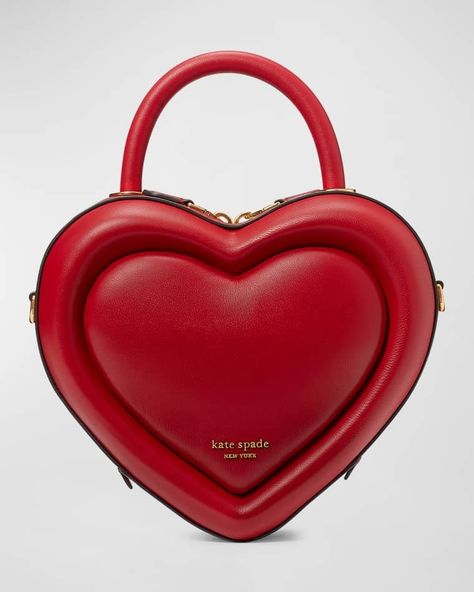 V654Q kate spade new york heart leather crossbody bag Kate Spade Heart, Heart Purse, Heart Shaped Bag, Leather Roll, Perfect Handbag, 3d Heart, Heart Bag, Kate Spade Bag, Leather Satchel