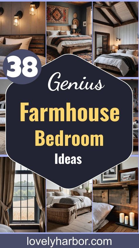 Embrace 38 genius farmhouse bedroom ideas today! Transform your sleeping space into a cozy retreat with these innovative and aesthetically pleasing design tips. Featuring rustic charm, DIY headboards, vintage decor, space-saving solutions, #FarmhouseChic #BedroomMakeover #DesignInspiration. Discover more inspiration and click now! Diy Farmhouse Bedroom Decor, Farmhouse Spare Bedroom, Rustic Bedroom Decor Ideas, Small Farmhouse Bedroom, Rustic Farmhouse Bedroom Ideas, Cozy Cottage Kitchen, Farmhouse Headboard, Rustic Farmhouse Bedroom, Farmhouse Bedrooms