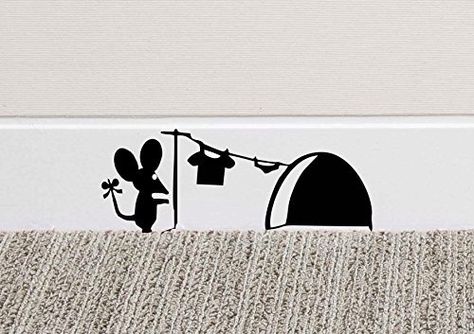 213B Mouse Hole Wall Art Sticker Washing Vinyl Decal Mice Home Skirting Board Funny Kitchen Vinyl Decals, Home Skirting, Vinyl Mural, Mouse Hole, Wall Art Diy Paint, Diy Wall Painting, Wall Art Sticker, Wall Painting Decor, Heart Wall Art