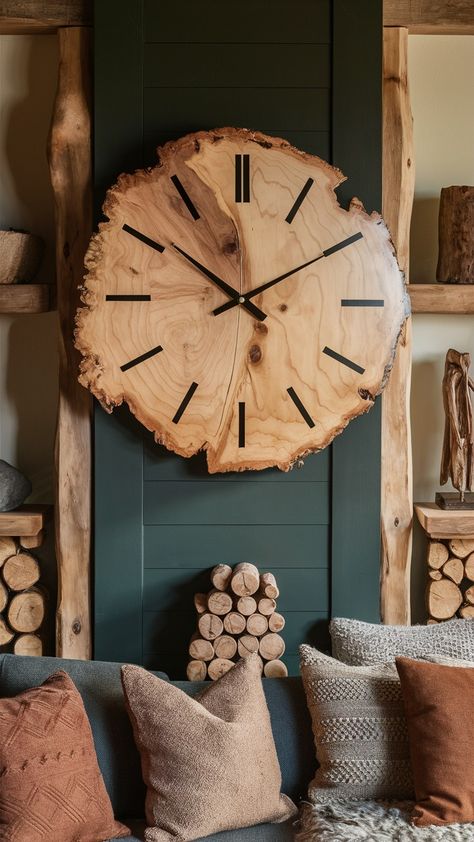 Wooden Clock Wooden Watch Wall, Ideal Lifestyle, Clock Ideas, Rustic Clock, Diy Simple, Wood Clocks, Wooden Clock, Wall Clock Modern, Wood Slices