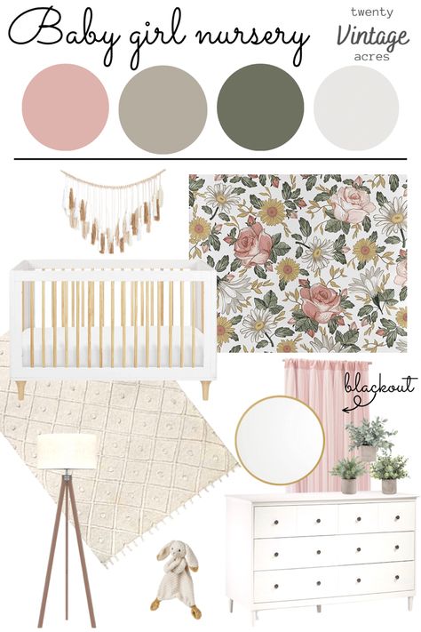 Pink And Gold Boho Nursery, Pink Floral Nursery Decor, Maybe Pink Nursery, Rose Pink Nursery Ideas, Boho Nursery Girl Pink, Olive And Pink Nursery, Boho Chic Baby Room, Gray Boho Nursery, Dusty Pink Boho Nursery