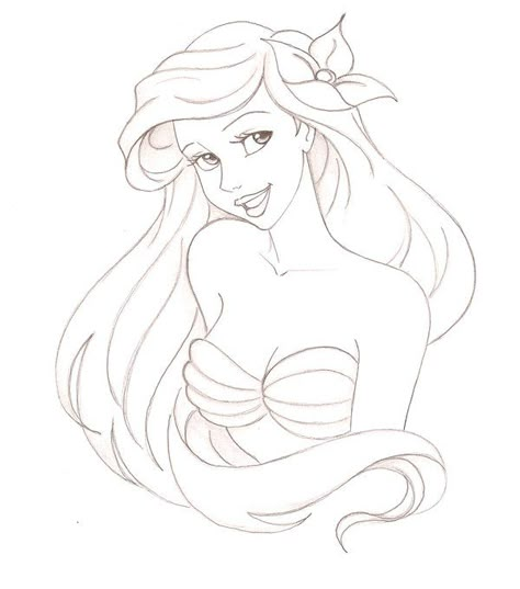 My sister drew this pic..... Ariel Sketch Disney, Easy Mermaid Tattoo, How To Draw Ariel, Princess Ariel Drawing, Little Mermaid Drawing, Ariel Sketch, Ariel Drawing, Sisters Drawing, Disney Drawings Sketches