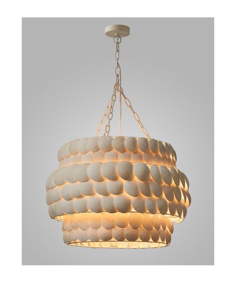 Beach Chandelier, Tiered Chandelier, White Canopy, Salt Spray, Island Living, Serena & Lily, Coconut Shell, The Light, Pendant Lamp