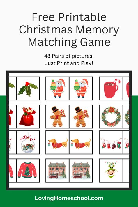 Match Christmas pictures with this Free Printable Christmas Memory Matching Game! Perfect for elementary, preschool and even toddler ages! Preschool Christmas Games, Parts Of Speech Games, Free Christmas Games, Matching Games For Toddlers, Winter Activities For Toddlers, Learning Games For Toddlers, Christmas Learning, Printable Christmas Games, Memory Match Game