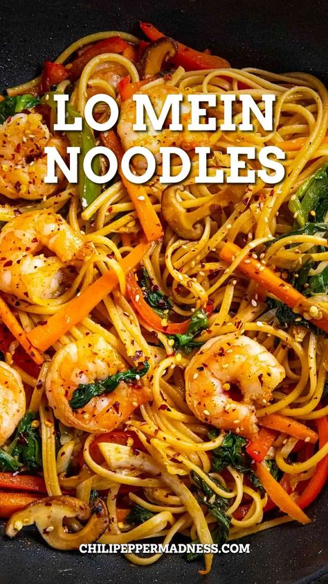 Low Mein Recipe, Shrimp Lo Mein Recipe Easy, Lo Mein Noodles Recipe, Shrimp Lo Mein Recipe, Beef Noodle Stir Fry, Chicken Lo Mein Recipe, Beef Chow Mein, Pasta Bread, Vegetable Lo Mein