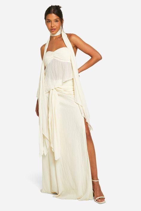 Womens Crinkle Ruched Split Maxi Skirt - White - 6 - Longline, floaty, and seriously flattering, step out in style this season with this maxi skirt. Ending below the middle of the calf but just above the ankle, a long skirt is the perfect way to max out your look. Whether you're heading on a girls day out or on the hunt for the perfect summer outfit, we've got you covered. Just pair with some... Split Maxi Skirt, Crinkle Skirt, Girls Day, Perfect Summer Outfit, Cute Crop Tops, Skirt White, Girl Day, White Skirts, Long A Line