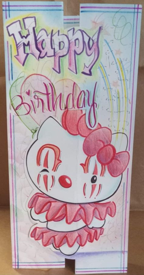 Happy Birthday Diy Card Creative, Happy Birthday Drawings Chicano, Hello Kitty Birthday Drawing, Hello Kitty Card Ideas, Chicano Happy Birthday Drawing, Hello Kitty Birthday Cards Diy, Hello Kitty Valentines Day Card, Chicano Birthday Cards, Happy Birthday Chicano