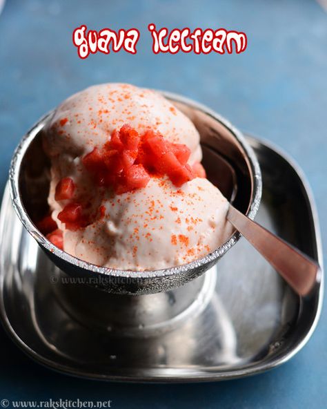 Guava Ice Cream, Guava Recipes, Indian Vegetarian Recipes, Kitchen Indian, Puerto Rico Food, Pink Guava, Ice Cream Scooper, Ice Cream Sprinkles, Delicious Ice Cream