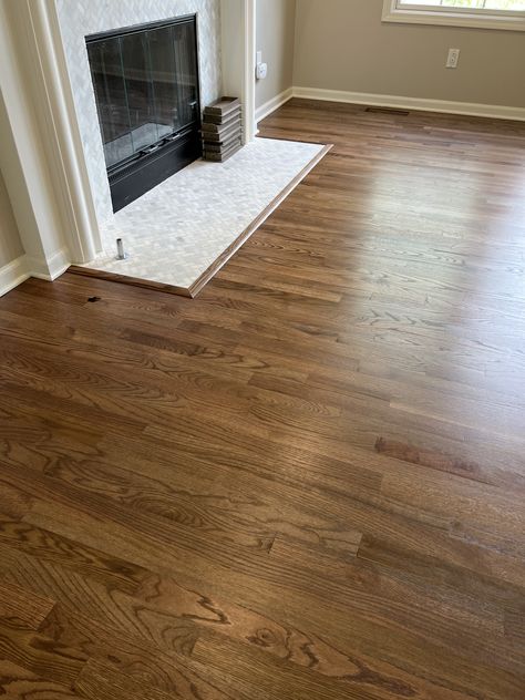 Medium Hardwood Floors Colors, Warm Hardwood Floors, Wood Doors White Trim, Hardwood Refinishing, Blonde Flooring, Oak Floor Stains, Floor Inspiration, Wood Floor Colors, Red Oak Floors