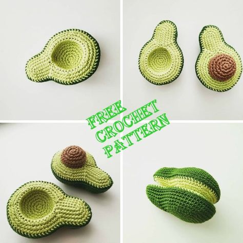 Amigurumi Avocado Free Crochet Pattern - Amigurumi Amigurumi Avocado, Diy Crochet Keychain, Avocado Crochet, Crochet Keychain Ideas, Knitting Patterns Free Blanket, Keychain Ideas, Crochet Fruit, Animal Knitting Patterns, Crochet Food