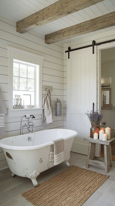 14 Serene Clawfoot Tub Ideas: Bathing In Stunning Elegance Coastal Farmhouse Bathroom, Modern Farmhouse Bathroom Decor, Small Farmhouse Bathroom, Boho Style Bathroom, Dark Bathroom Ideas, Hunting Club, Dark Bathroom, Farmhouse Bathroom Decor Ideas, Farmhouse Bathroom Design