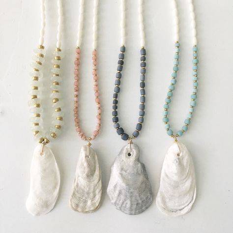 {the world is your oyster necklace} handcrafted on Hilton head island littlefishboateak.com Shell Necklace Diy, Oyster Necklace, Necklaces Diy, Elephant Charm Necklace, The World Is Your Oyster, World Is Your Oyster, Oyster Shell Crafts, Real Diamond Necklace, Lucky Charm Necklace