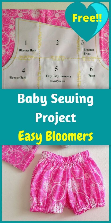 Make one of these great bloomers using this free pattern. These baby bloomers can be made quickly when you download this free pattern and follow the easy tutorial. This sewing pattern is perfect for beginners. Make a bunch of these in neutral colors or match them to baby clothes you have already created. This project is great for a DIY baby shower gift. Have fun while creating stylish baby bloomers. #forbaby #sewingpatterns #sewyourown #diysewingprojects #sewbabyprojects Easy Baby Sewing Patterns, Diy Baby Shower Gift, Baby Bloomers Pattern, Crochet Frock, Smocked Baby Clothes, Free Baby Patterns, Romper Sewing Pattern, Baby Clothes Patterns Sewing